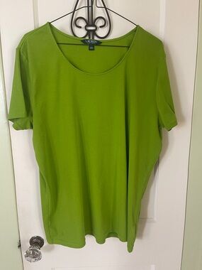 Lauren Ralph Lauren Bright Green Short Sleeve Scoop Neck Tee